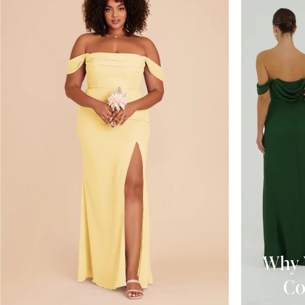 Birdy Grey Yellow Off-Shoulder Slit Gown